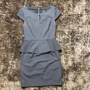 Gray dress with black vegan leather detail